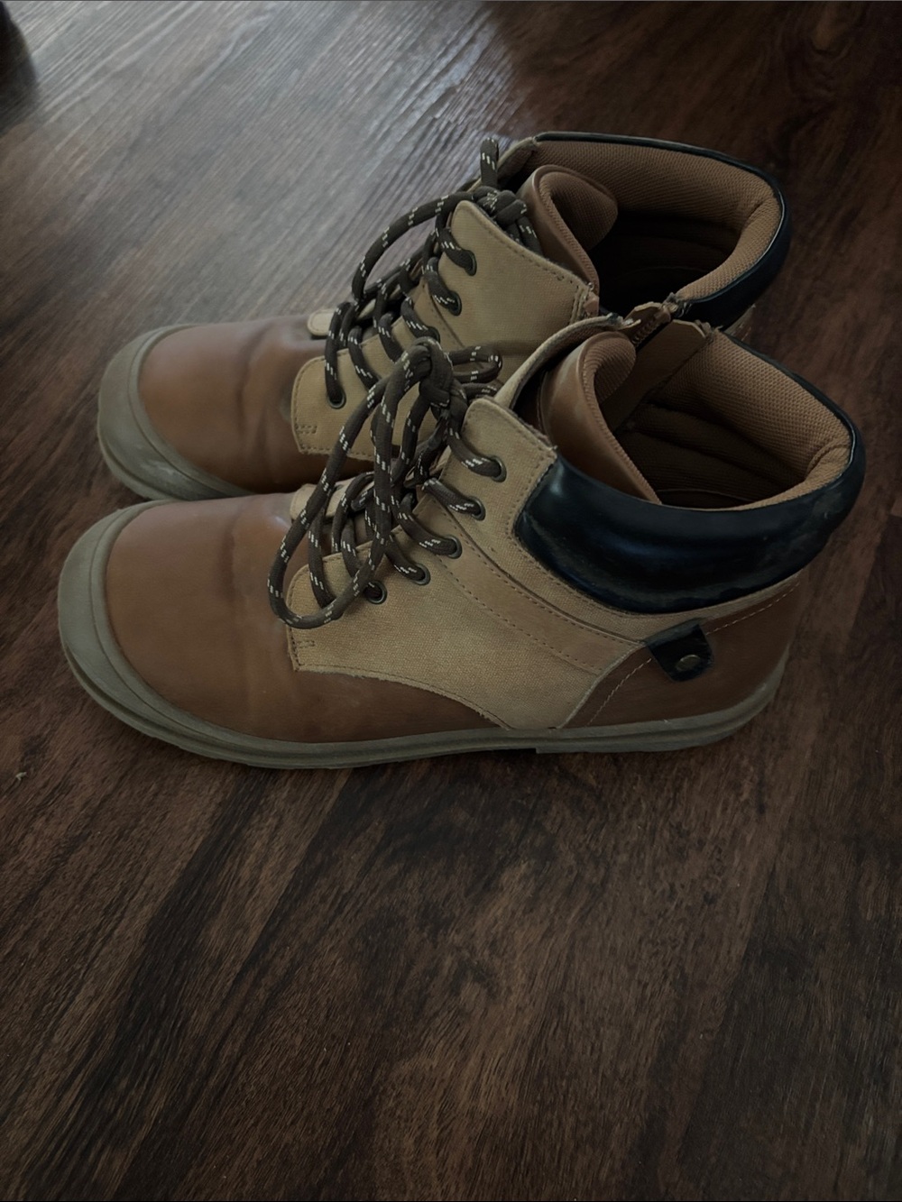 Sonoma Two-Tone Brown and Black Kids Lace-Up Boots